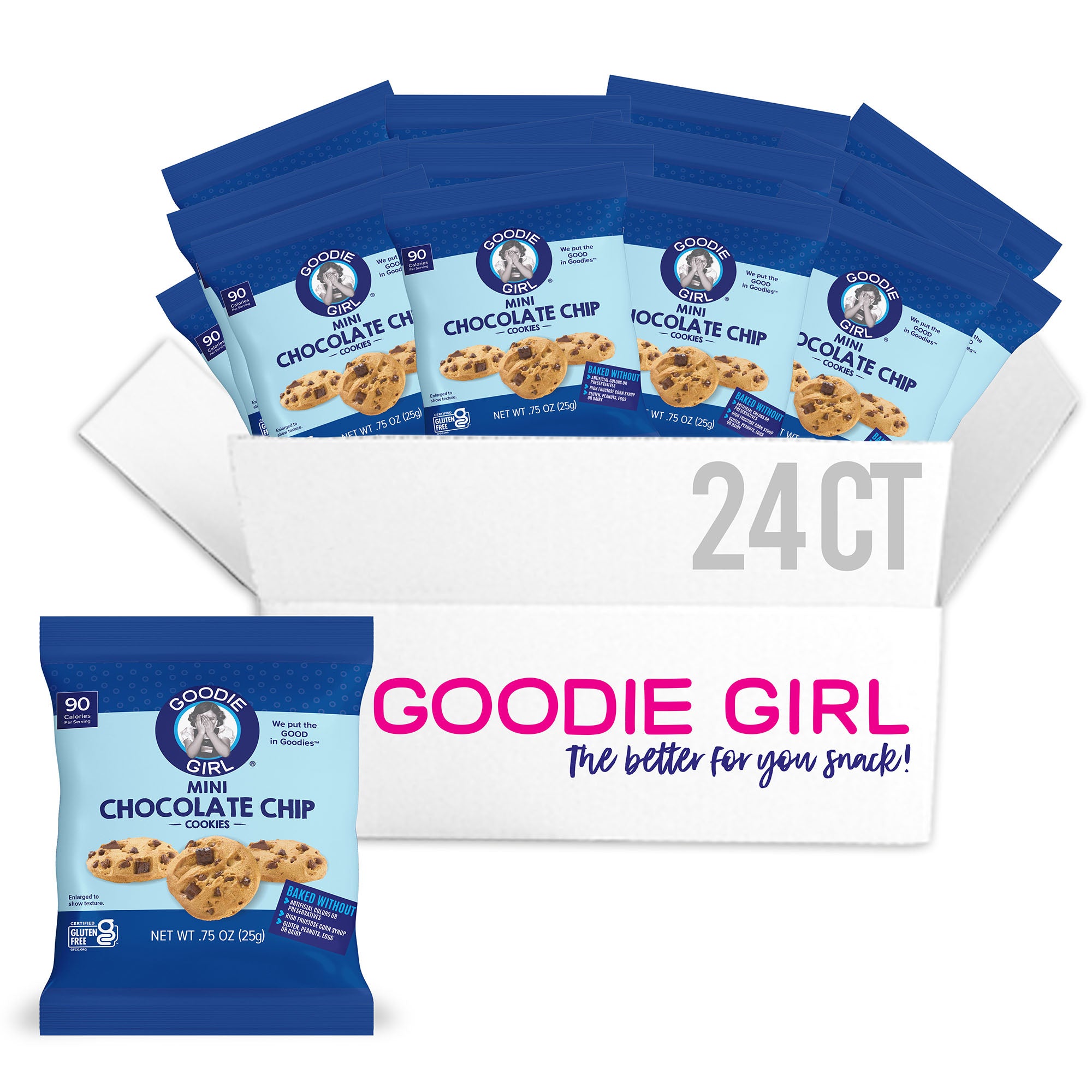 Small Cookies Pack Mini Chocolate Chip Cookies Snack Packs (24 Pack) - Goodie Girl