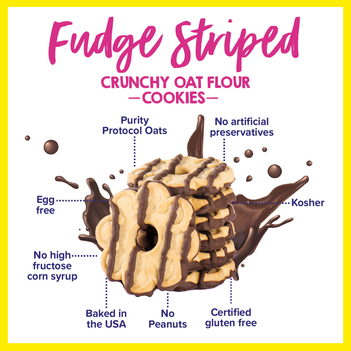 Fudge Striped Crunchy Oat Flour Cookies